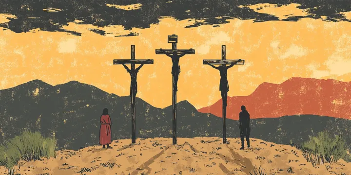 20250328 minimalist biblical illustration of three crosses u3