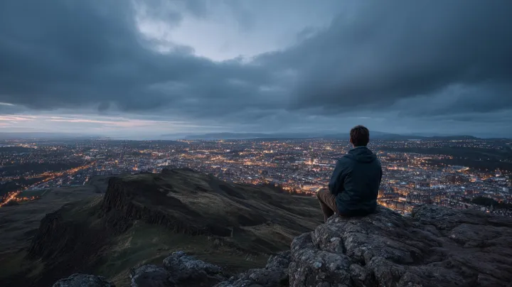 20250804 a solitary figure of a young man kneeling on arthu u2