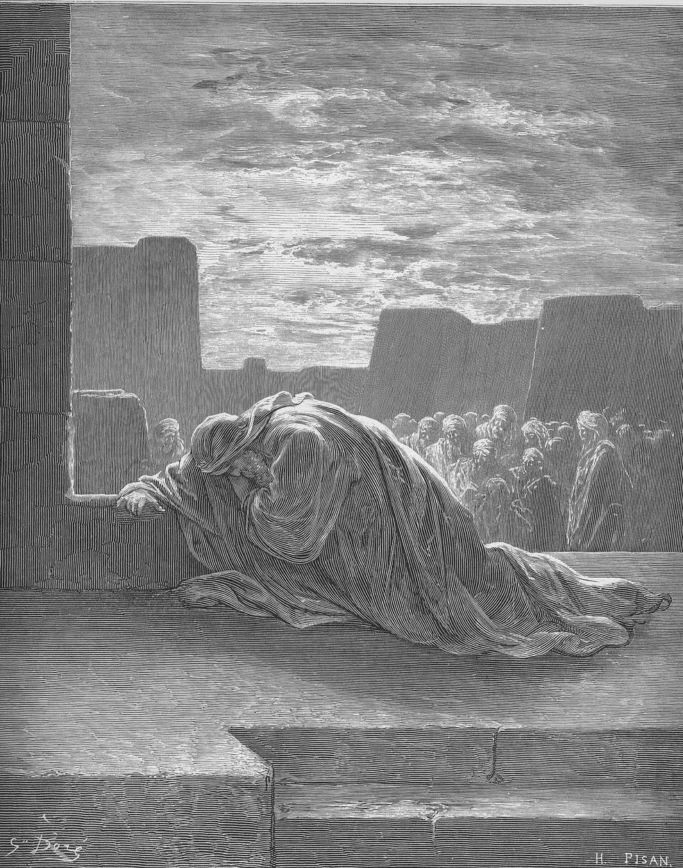 Gustave Doré, Esdras ajoelhado em oração