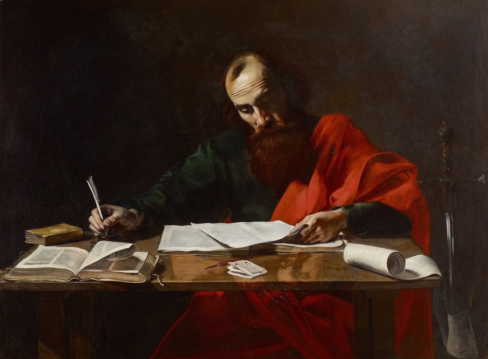 Valentin de Boulogne, São Paulo escrevendo suas epístolas
