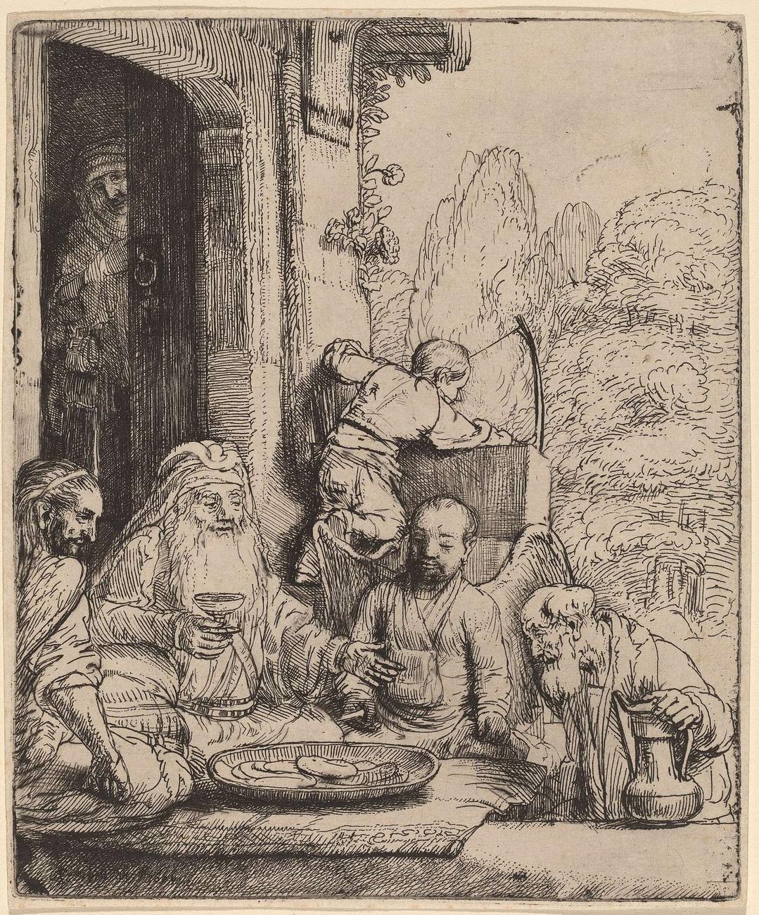 Rembrandt, Abraão recebe os anjos