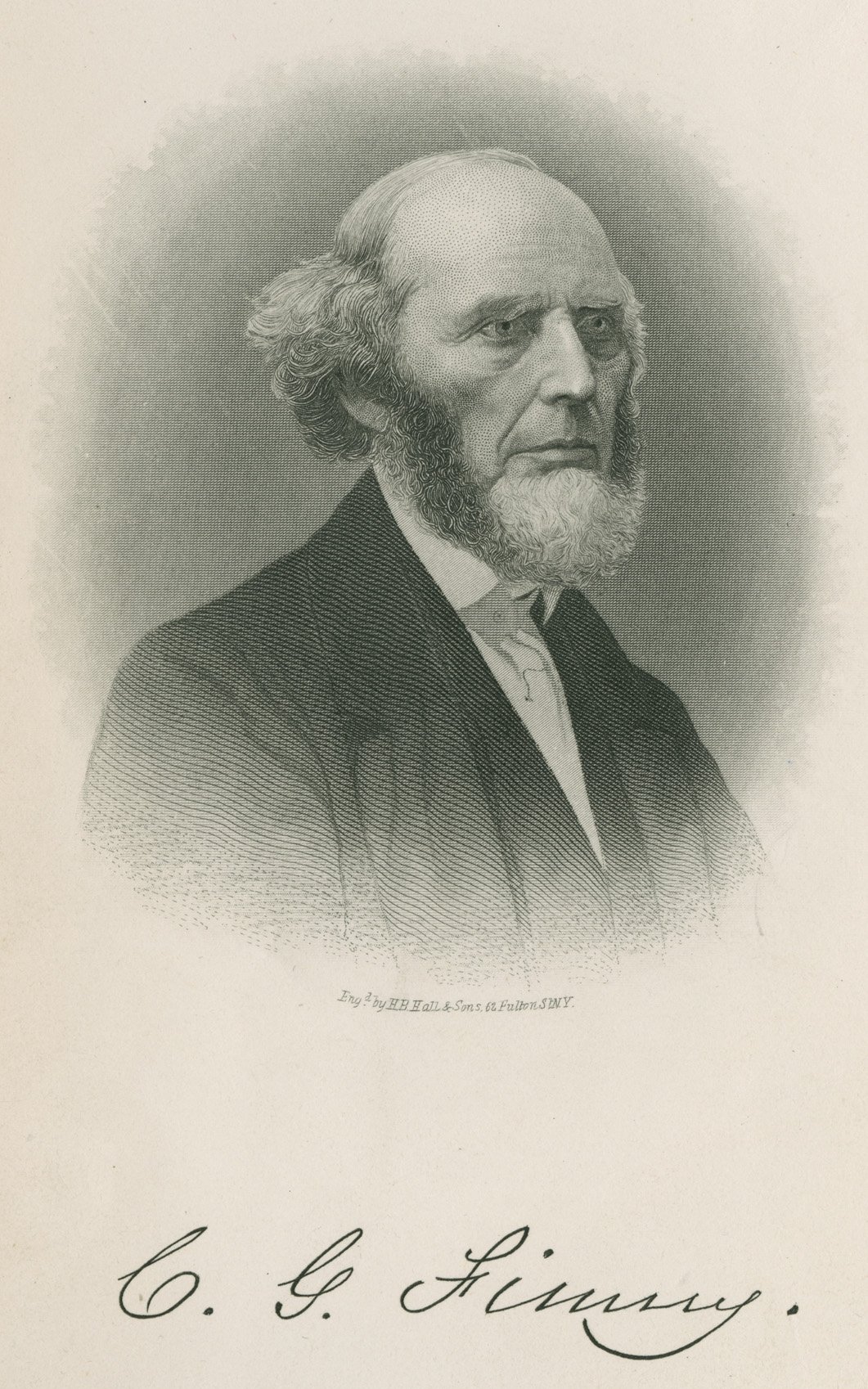 Retrato de Charles Grandison Finney em idade avançada, de cabelos brancos e terno escuro