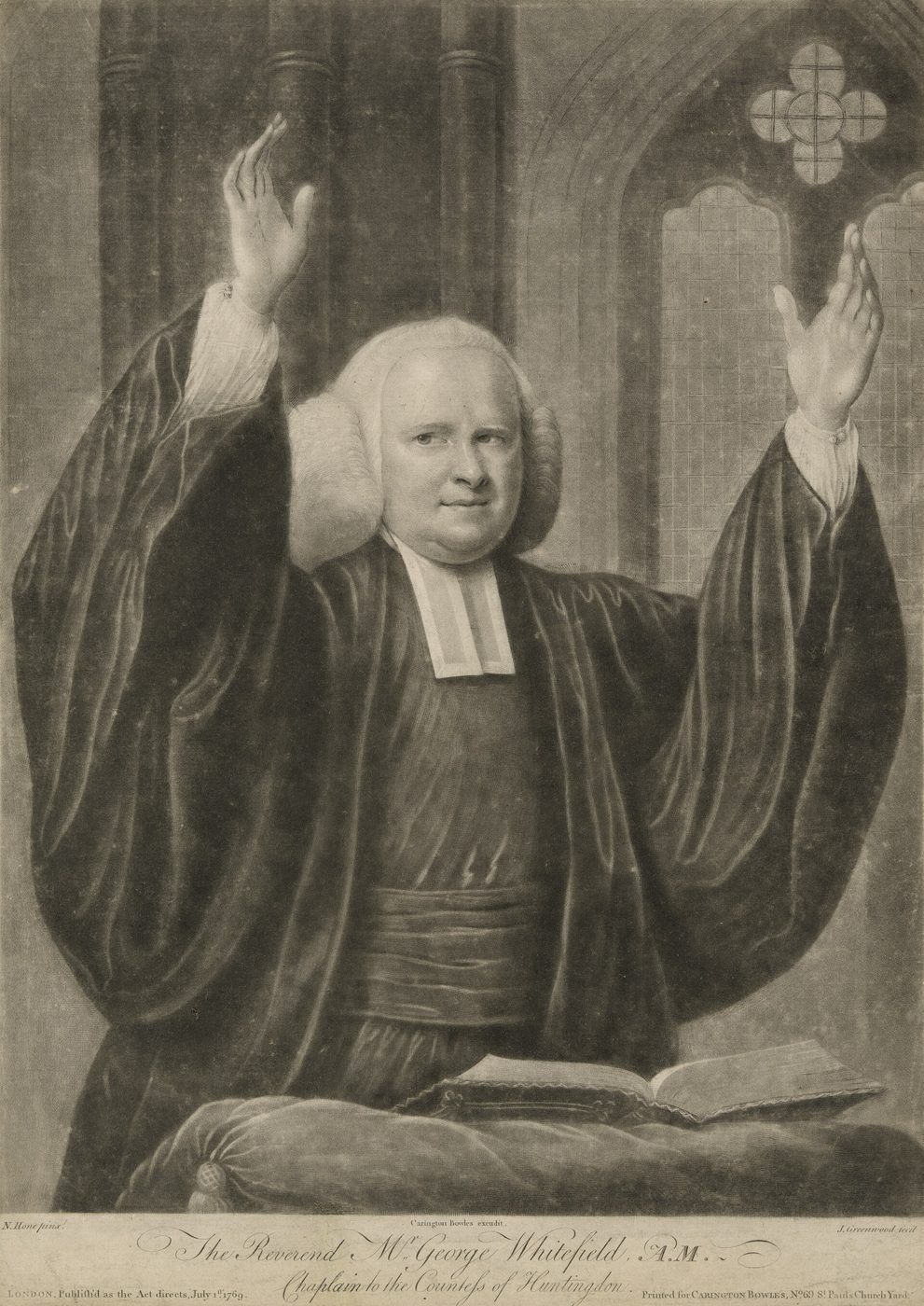 Retrato gravado de George Whitefield, pregador do século XVIII