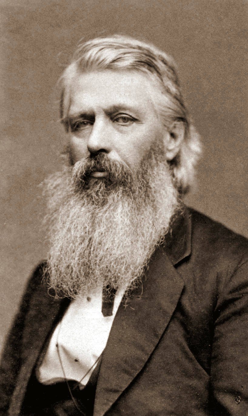 Retrato em estúdio de John B. Gough, orador da temperança, em pé, de casaco escuro