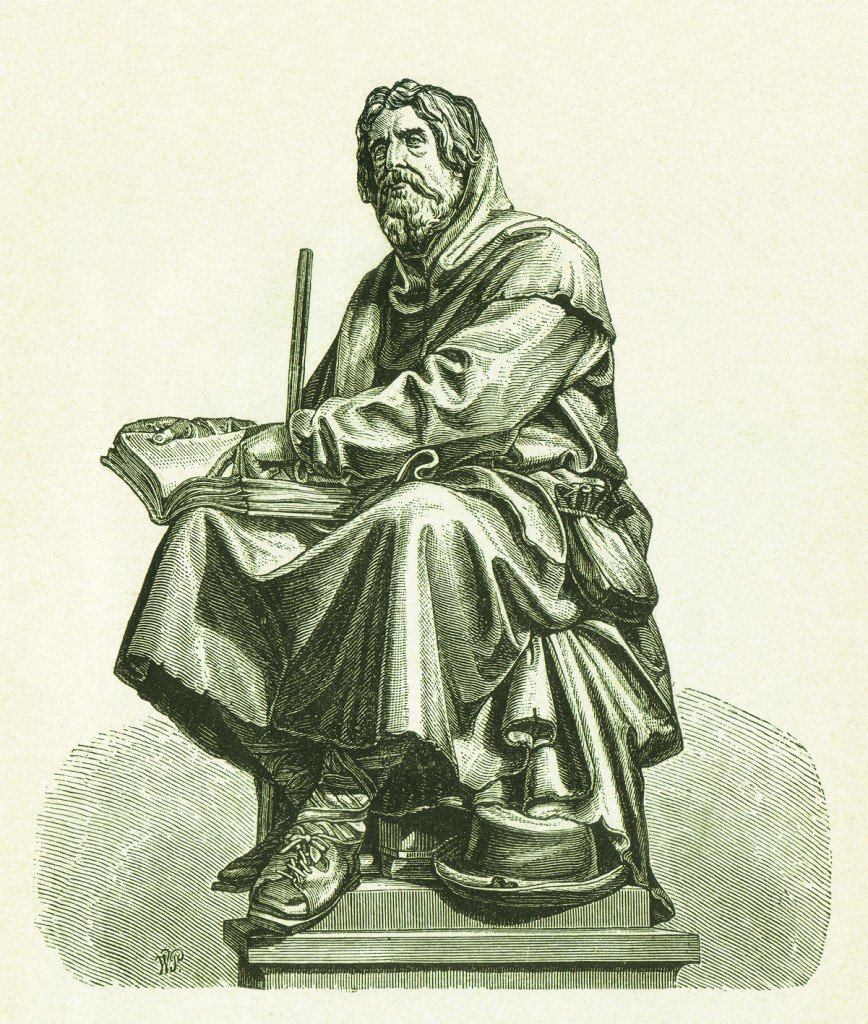 Gravura de Pedro Valdo, comerciante de Lyon, segundo a estátua do monumento a Lutero em Worms