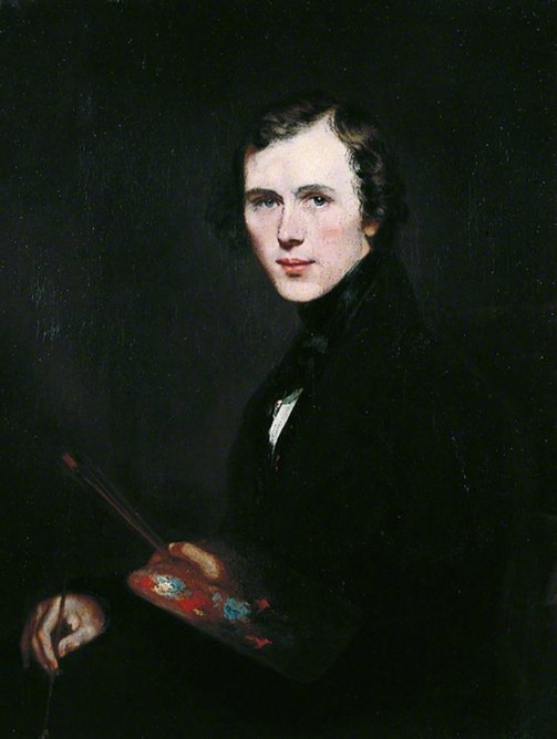 Autorretrato a óleo do jovem pintor Thomas Sidney Cooper