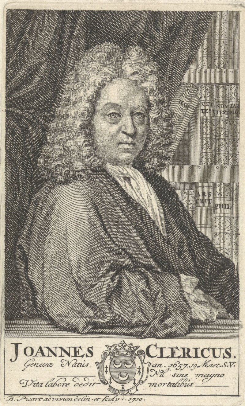 Retrato de Jean Le Clerc diante de uma estante de livros