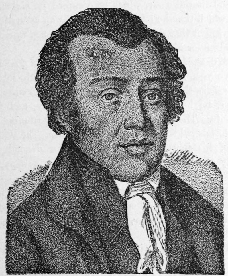 Gravura de Richard Allen, de casaco escuro e gravata branca